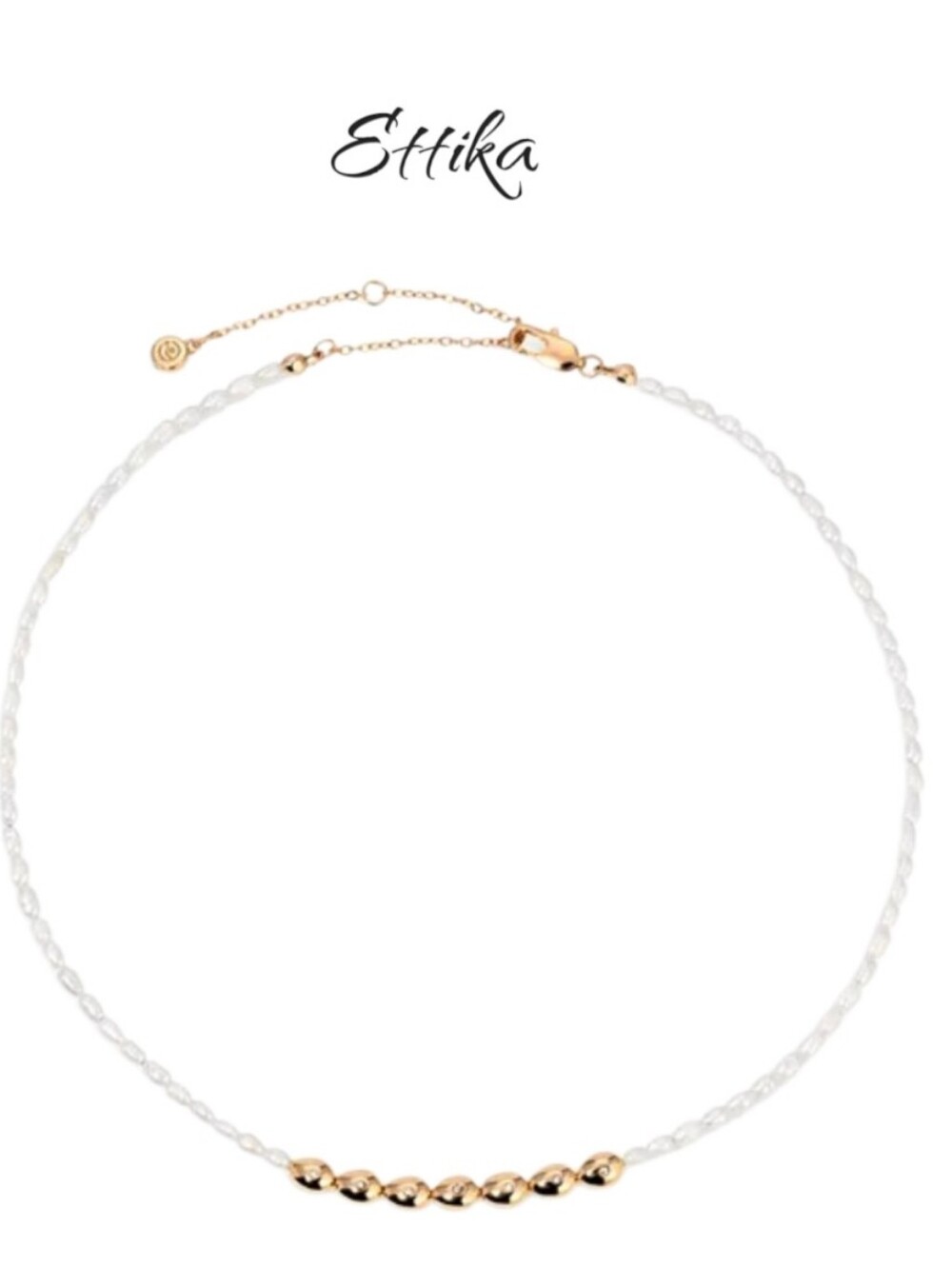 Ettika 18K Gold Plated Cultured Freshwater Pearl Beaded Collar Choker Necklace